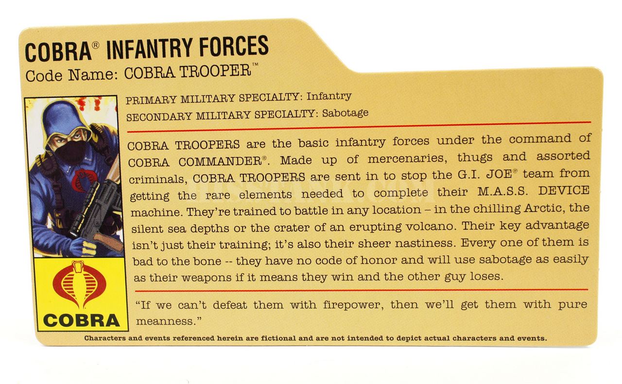 G I JOE File Card Filecard        UNCUT 2009 V13 Cobra Trooper Resolute